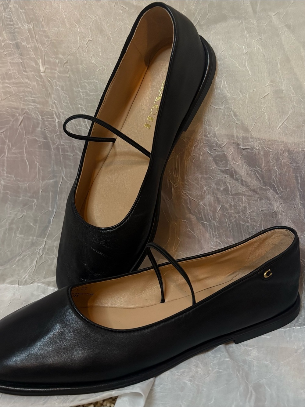 COACH Emilia Mary Jane Ballet Flats - WORN ONCE - Black Leather - Size 7B - Picture 5 of 6